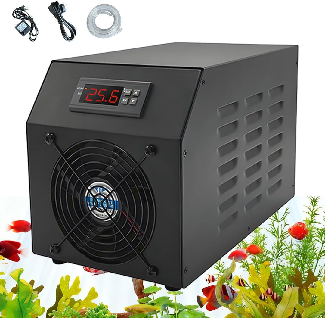 Aquarium Chiller, Hydroponic 2 in 1 Fish Tank Chiller 1/4 16 Gal Silent Water Cooling System for Freshwater or Saltwater Fish Tank for Home Offices Hotels AquariumChiller