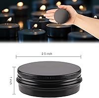 Vista 2 de 48 latas redondas de aluminio con tapa, latas de metal de 2 onzas, recipientes para velas de alimentos con tapas de rosca para manualidades, Negro