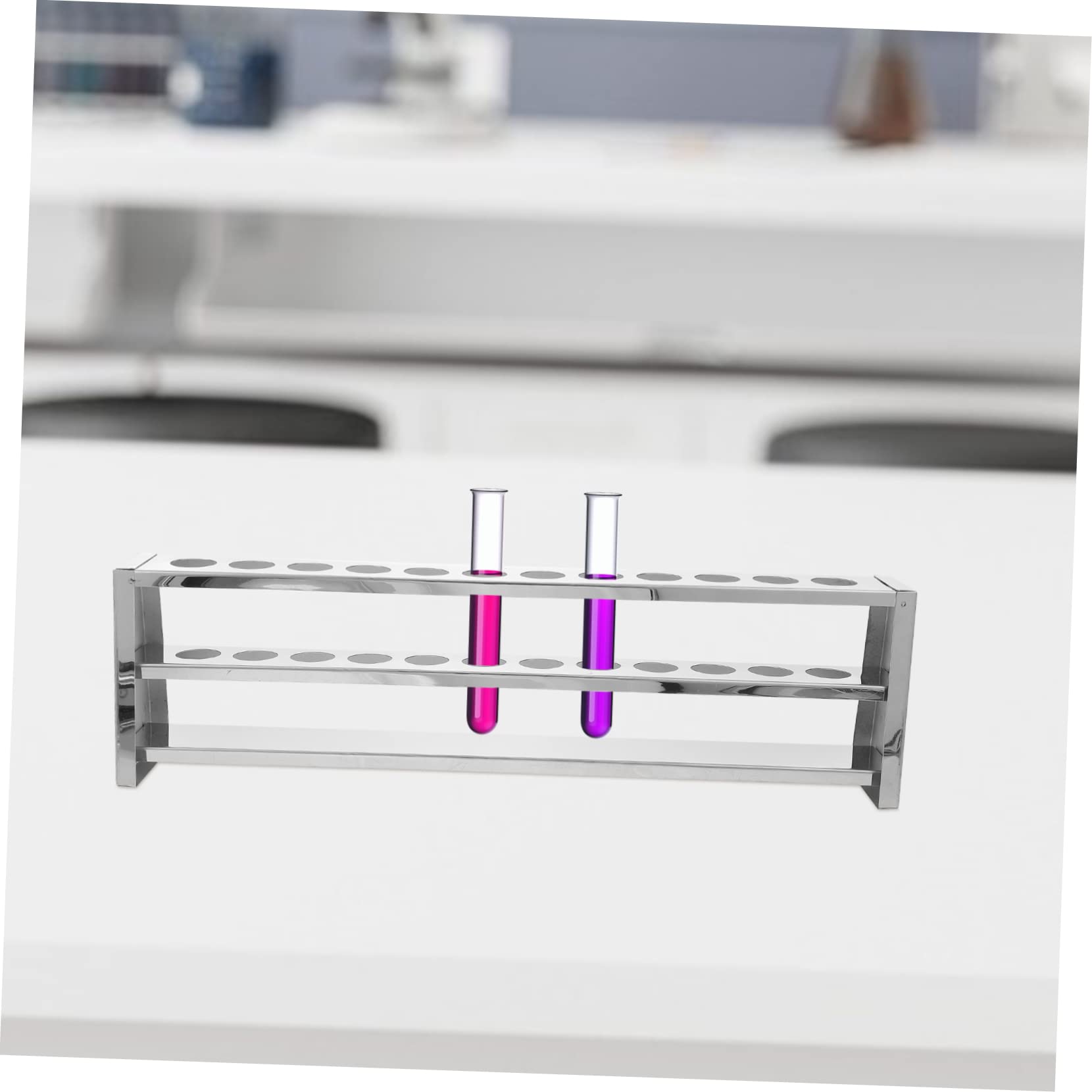 Gradilla para Tubos de Ensayo de 12 Orificios, Soporte de Acero Inoxidable, Fuerte y Fácil de Guardar para Laboratorios y Colegios