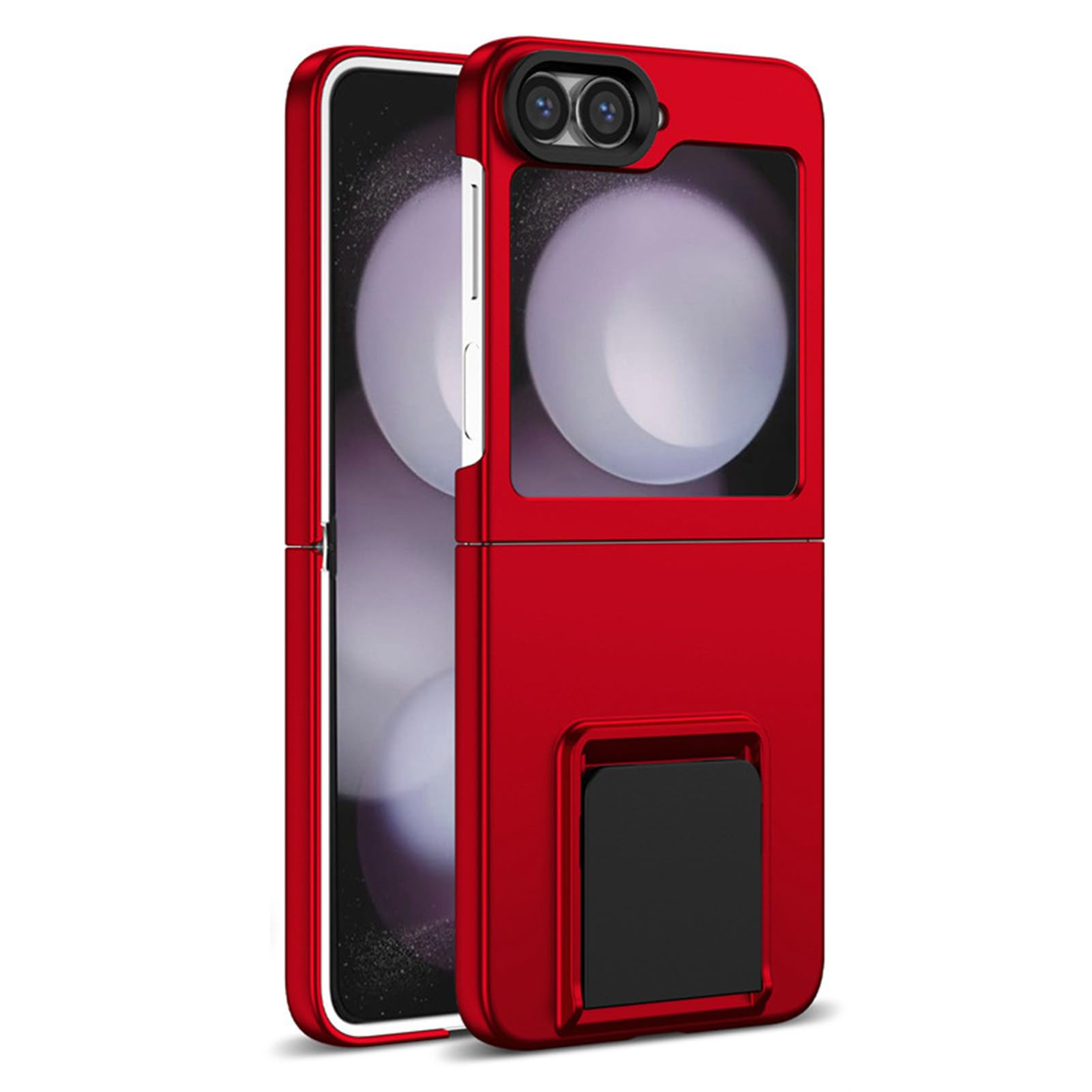 LUOTANL Slim Case for Samsung Galaxy Z Flip 8, Hidden Kickstand Frosted Light PC Shock Protection Cover,Red,Flip 8