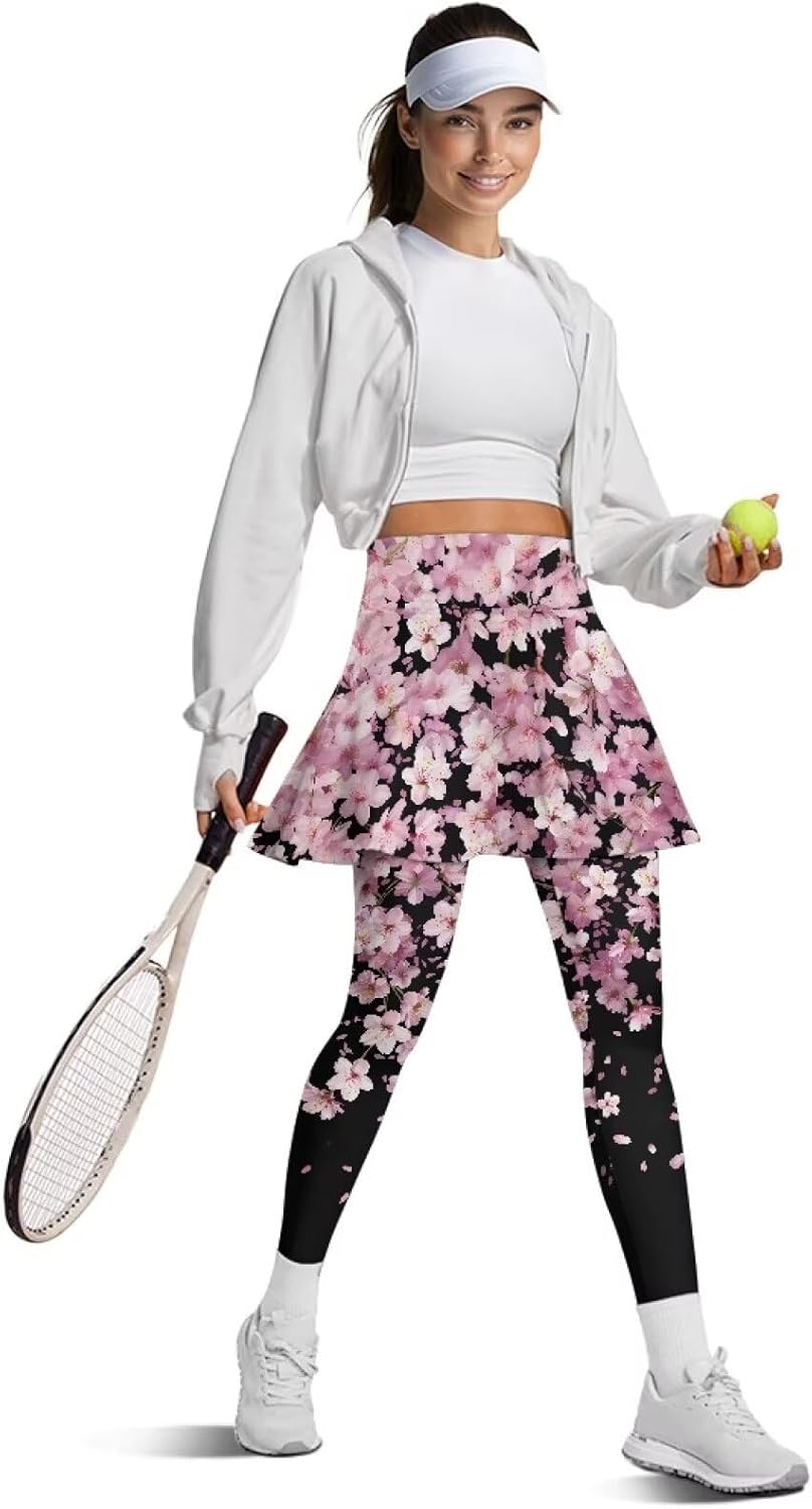 AFPANQZ Pleated Skirted Leggings for Women High Waisted Athletic Skirt with Leggings Tennis Skirt for Golf Pickleball
