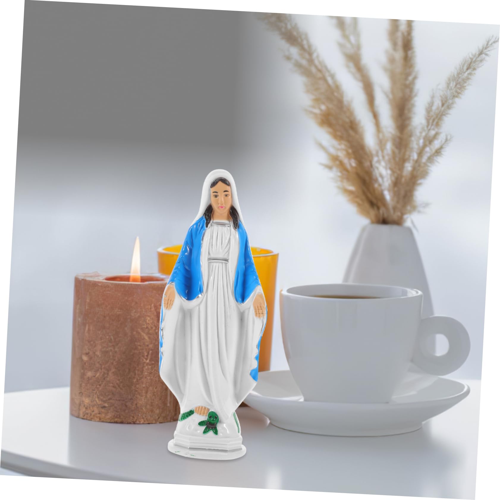 Statue Lumineuse Vierge Marie Miniature - Figurine Catholique Phosphorescente Pour Maison Et Église (18cm)