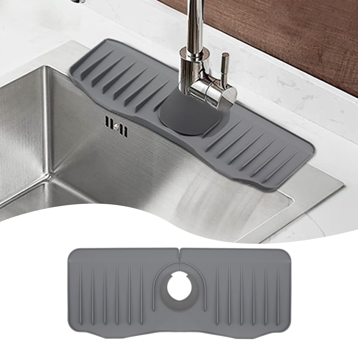 Kitchen Faucet Sink Splash Guard Silicone Faucet Water Catcher Mat for Countertop,Bathroom,Farmhouse 2026