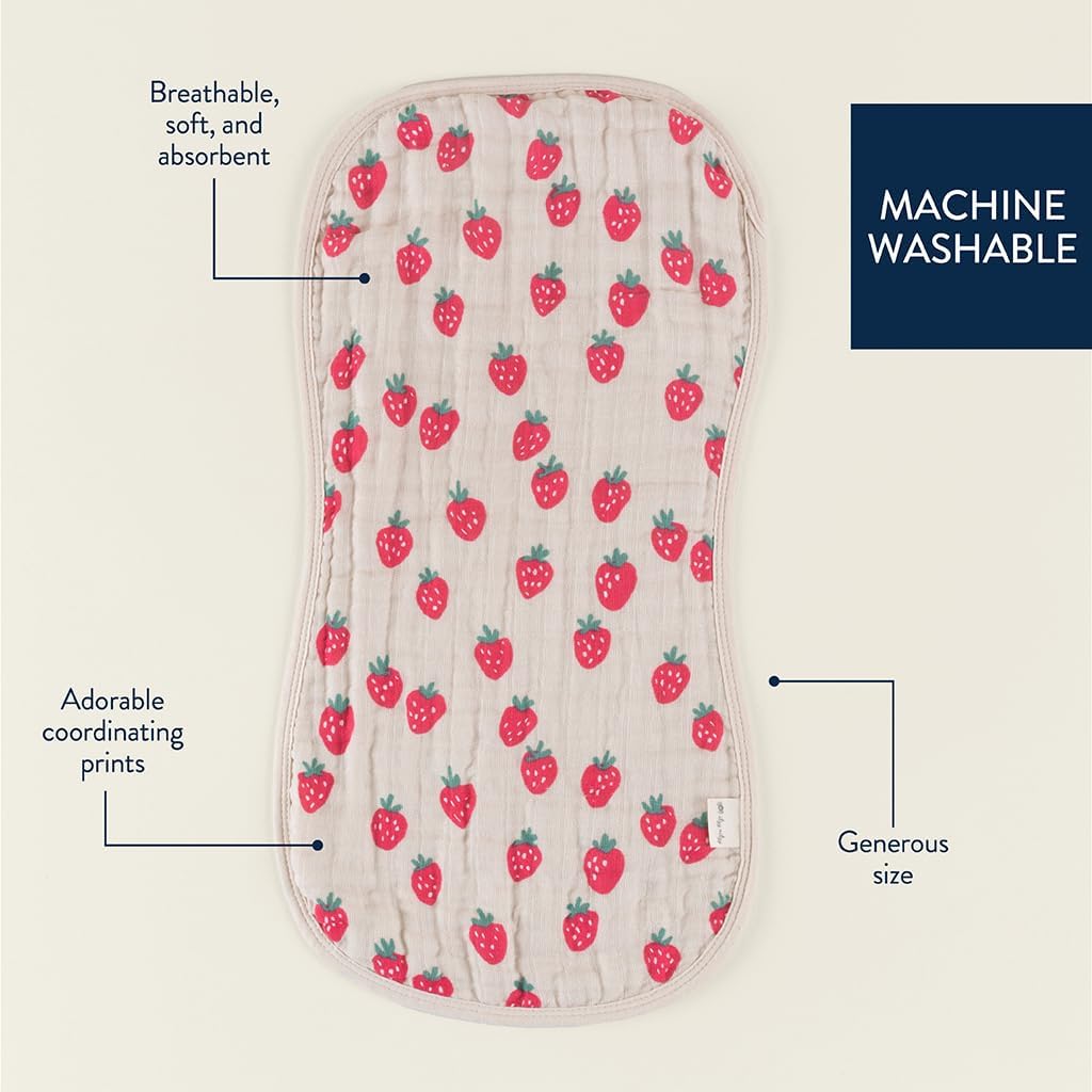 Itzy Ritzy Set of 2 Baby Burp Cloths – Ultra-Soft Absorbent Burping Cloths for Babies - Made of 100% Cotton Muslin and Generously Sized with Trendy Coordinating Prints – Machine Washable (Strawberry) - Image 8