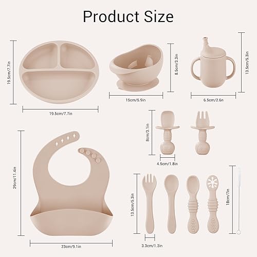 Miniatura 2 de Suministros de destete LED para bebés, juego de 11 piezas de silicona para alimentación de bebés, juego de platos y utensilios para bebés de 6 meses