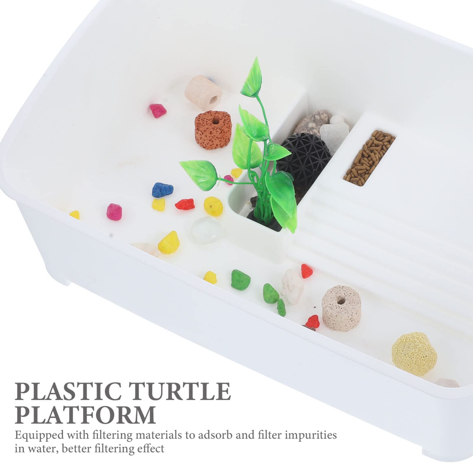 POPETPOP Cuenca de Cría del Tanque de Tortugas con Plataforma Plantas para Hábitat de Reptiles y Tortugas Casa