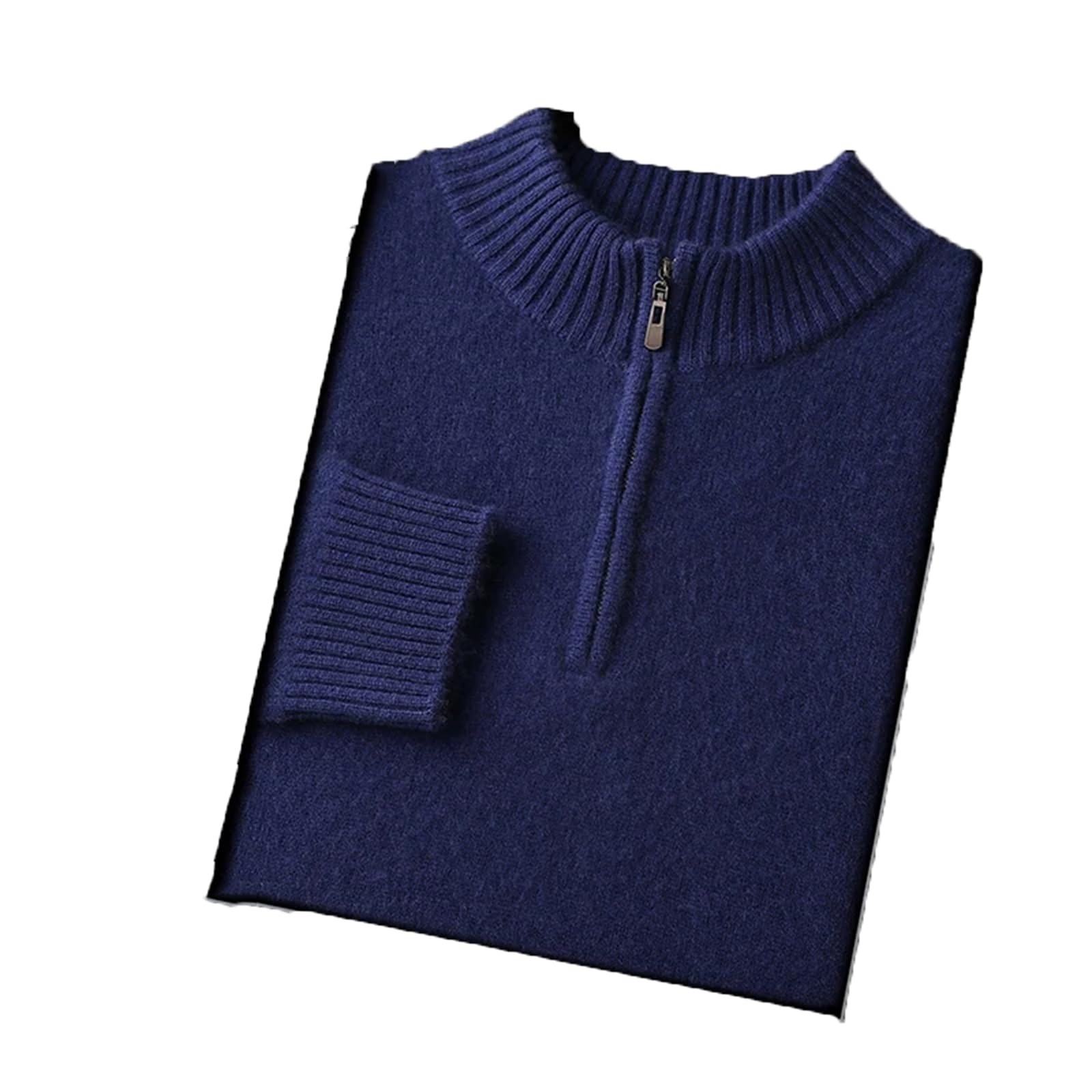 Herren Kaschmir-Pullover mit halbem Reißverschluss, Stehkragen, Winter, Kaschmir, Strickwaren, lässiger Pullover