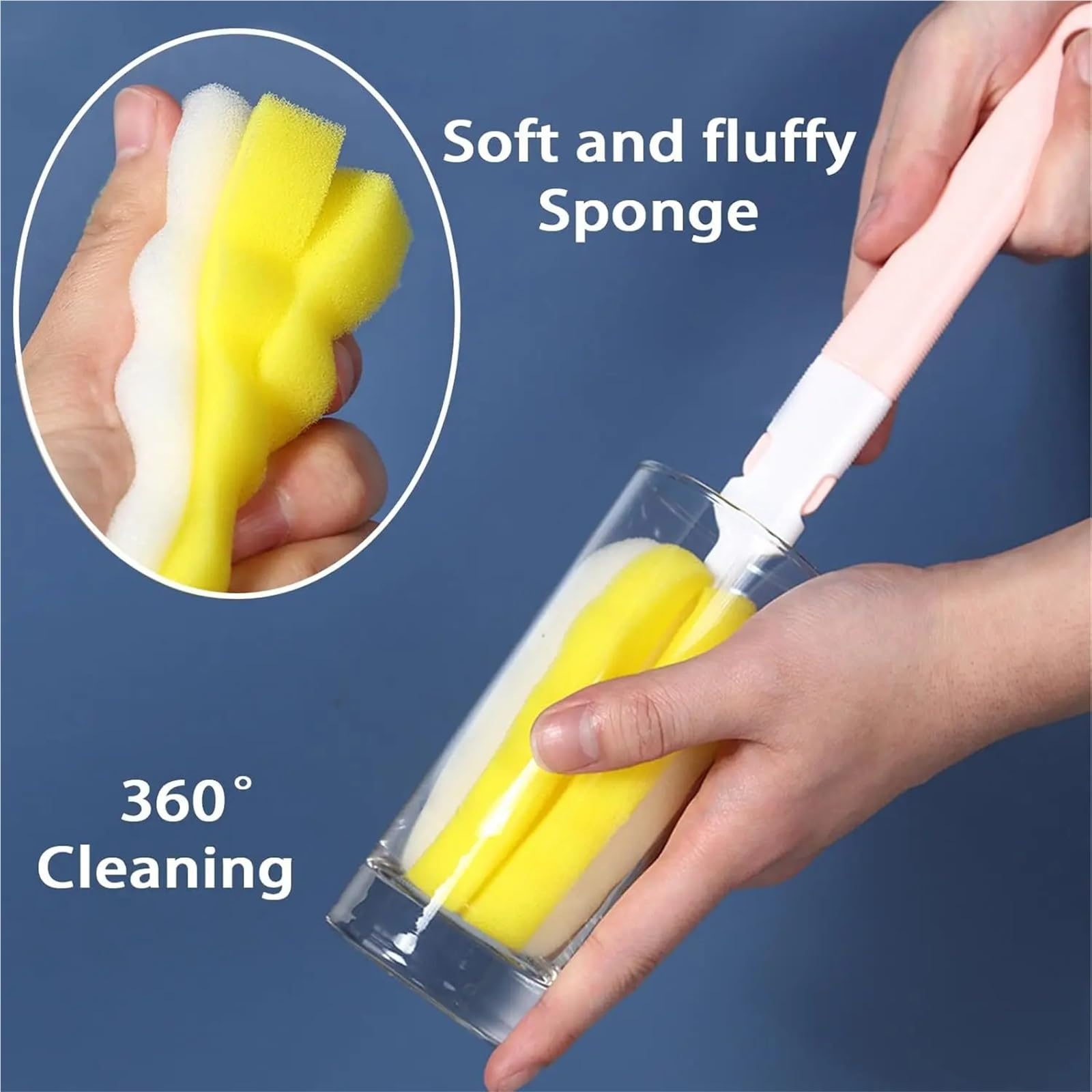 Scovolino per Bottiglie Spazzola for bottiglie da 4 pezzi con manico lungo in spugna for detergente for tazze portatile staccabile for lavare i piatti in cucina