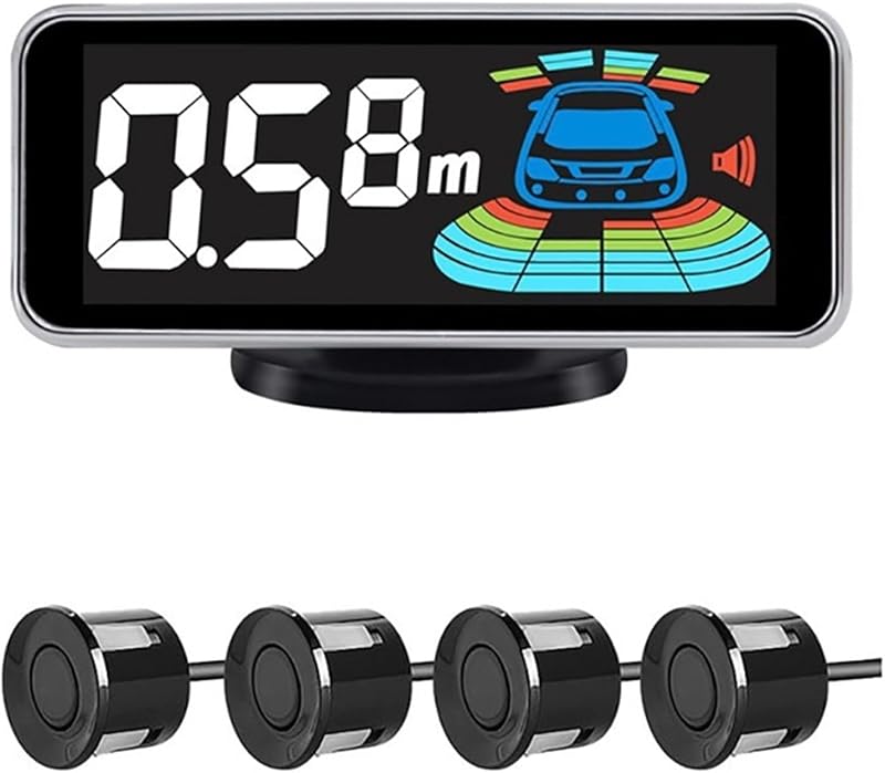 Multiple Radar Parking Sensor Kit Backlight Park Tronic LED Display Systems Backup Monitor Detector Assistant 4/6/8 Sensor Alarm （Black sensors,4 sensors(8 sensors/Black sensors)