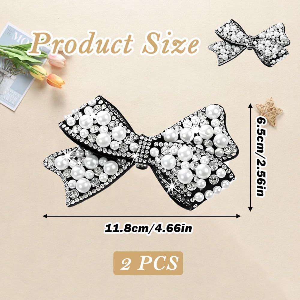 2 Pcs Pearl Bow Shoe Clips, Detachable Ornament for Women Footwear