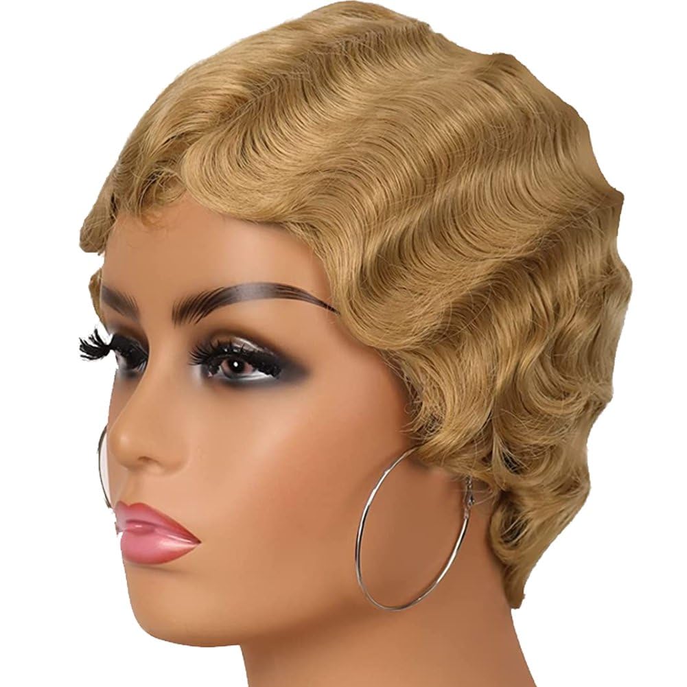 Perruque Courte Bouclée Synthétique Afro pour Femme Noire Cheveux Crépus Naturels