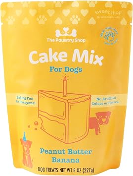 sweetshop The Pawstry Shop 8 oz Cake Mix for Dogs, Peanut Butter Banana, Homemade Dog Treats, Dog Baking Mixes