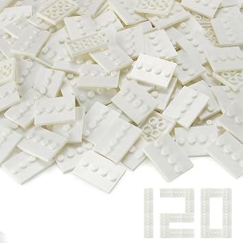 120pcs Plates Parts White Tile Modified 3x4 with 4 Studs in Center