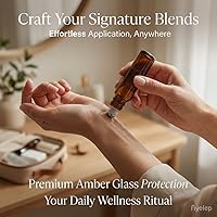 Vista 6 de PrettyCare Paquete de 12 botellas de vidrio ámbar para aceite esencial con bola de rodillo de acero inoxidable – Botellas vacías recargables a