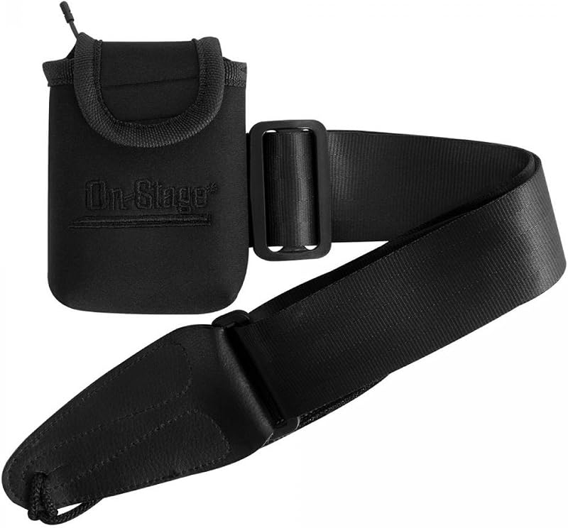 OnStage On-Stage MA1335 Wireless Transmitter Pouch with Guitar Strap | Water-resistant belt pack with hook and loop fastener for wireless transmitters, guitar straps and belts