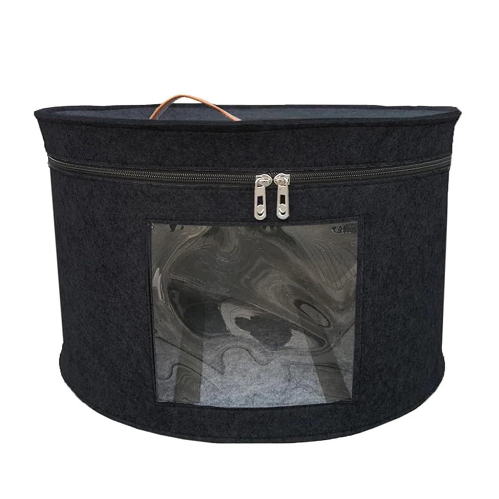 YUSUZH Hat Storage Box Case Household Round Felt Hats Bucket Clothes Organizers With Zippered Lid Travel Bags for Closet or Travel(Black)