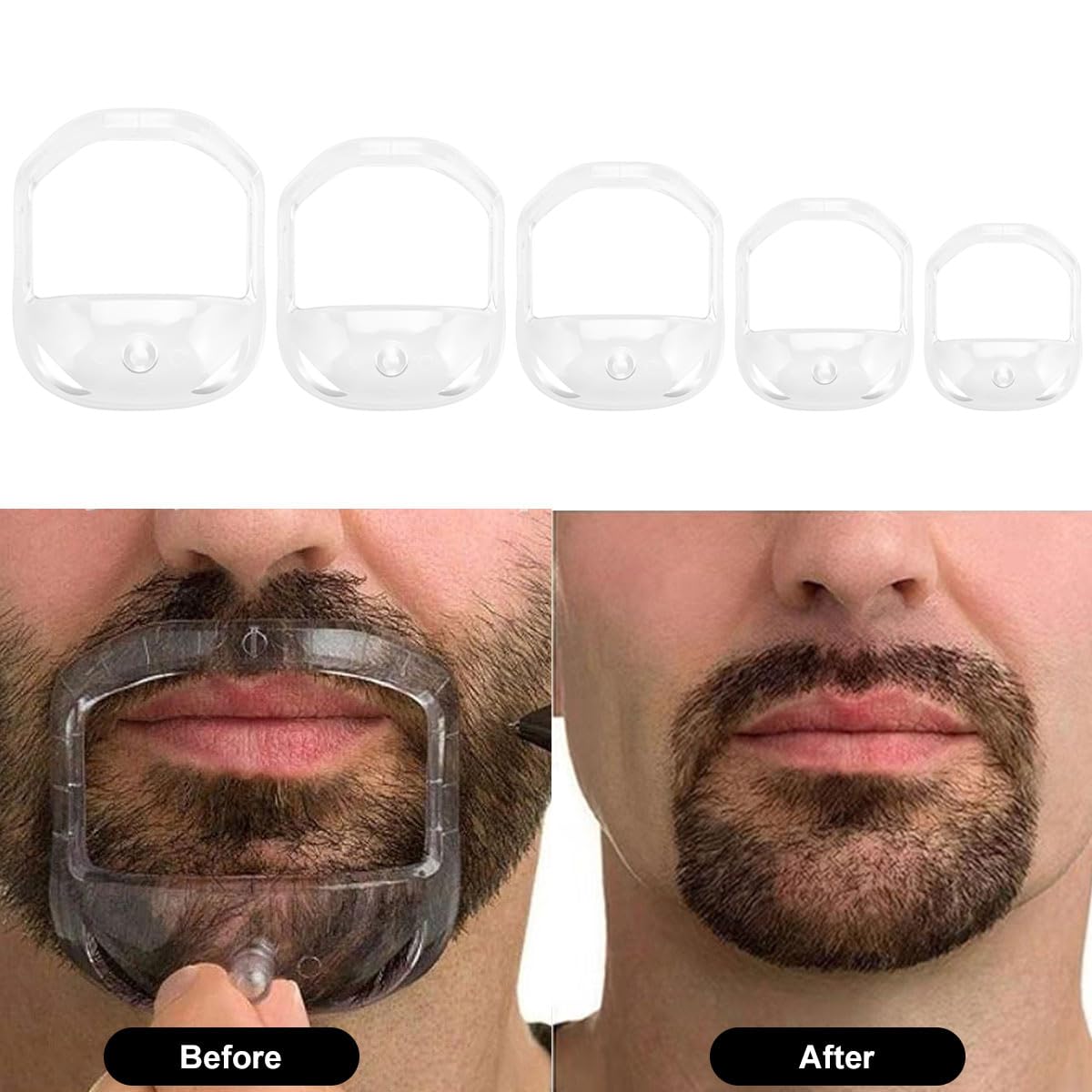Modelli per Styling Barba Trasparenti, Pizzetto Modello da Barba, Modello per lo Styling Della Barba, Modelli da Barba da Uomo, 5 Diverse Dimensioni, per Uomo Rifinitura, Styling Barba