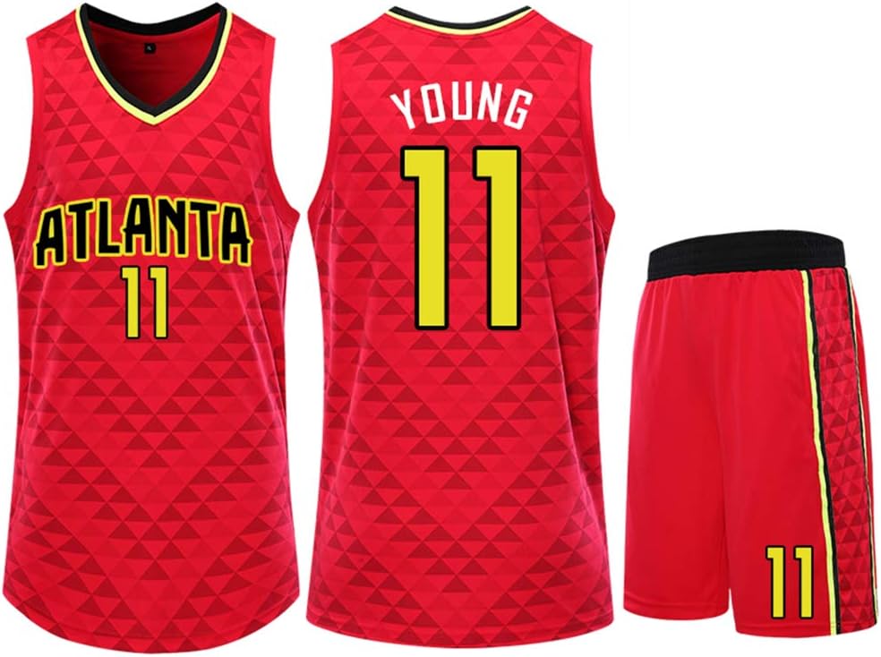 ATL Atlanta Hawks Trae Young #11 Basketball Clothing Suit Men's Jersey Sportswear Sports Training Clothes for Fans Children & Adults Vest Shorts Suit,S