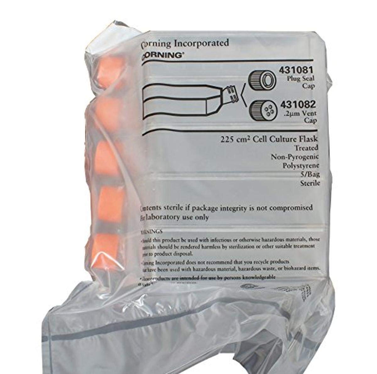 Corning 431082 225 cm2 Angled Neck Cell Culture Flask with Vent Cap (Pack of 5)