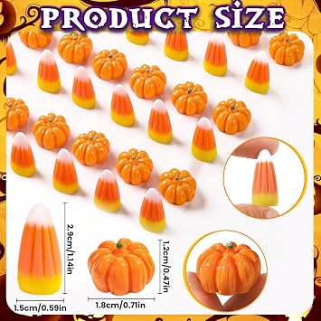 Halloween Mini Decor 70PCS Fake Resin Pumpkins Candy Corn Figurines