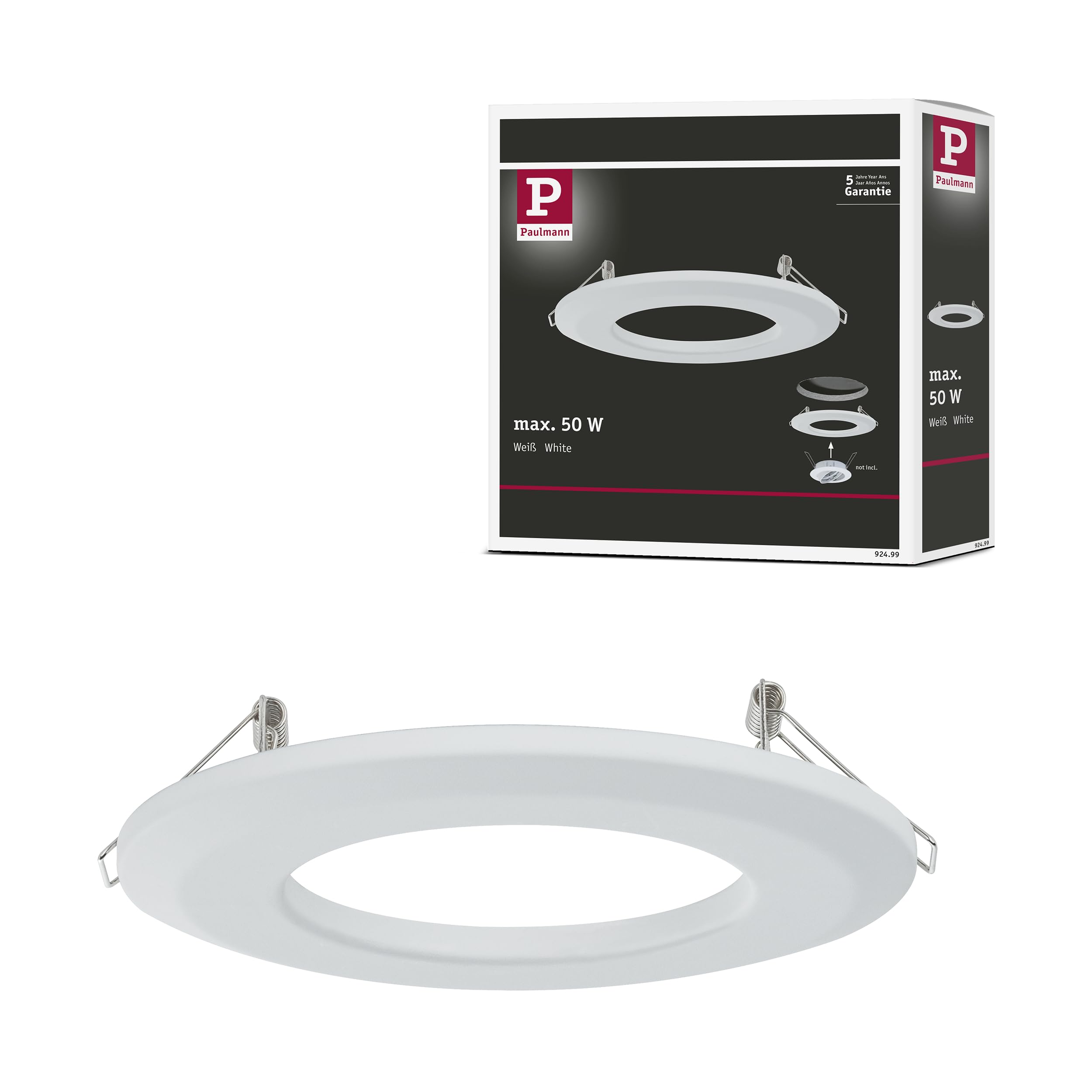 Paulmann 92499 - Adaptador de montaje para reductor de agujeros de lata de 75-120 mm a 68-70 mm, 130 mm, color blanco mate redondo