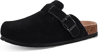 Unisex Vegan Suede Clogs Leather Mules Womens Mens Cork Footbed Potato Shoes with Arch Support