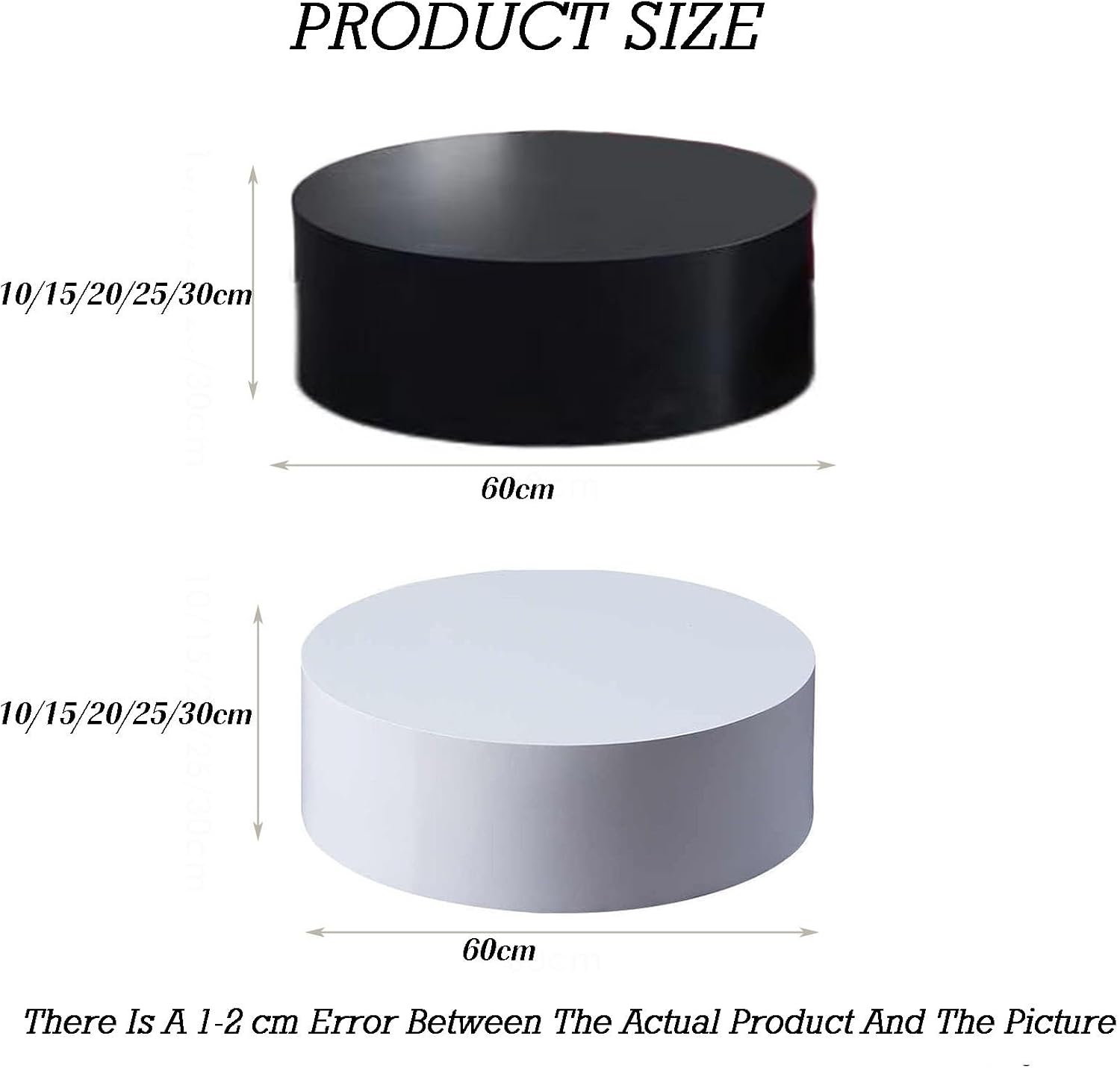 Round Mannequin Display Pedestal Stands,Bridal Shop Plinth Raiser Stand Party Event Decor Platform Base Tables(Black,60x25cm)