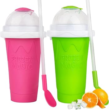 Slushie Cup slushie maker cup ,Magic Quick Frozen Smoothies Cup,Slushie Machine for Home Squeeze Slushie Cup ,diy slushie maker cup Gifts Green+red, large