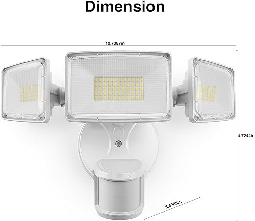Miniatura 8 de Onforu Paquete de 2 luces LED con sensor de movimiento de 100 W para exteriores, luces de seguridad superbrillantes de 9000 lúmenes, detector de