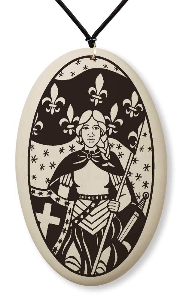 Médaille de Saint Jeanne d'Arc sur cordon tressé | Patron de France, soldats, femmes dans l'armée et captives