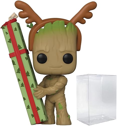 POP Marvel Holiday: Guardianes de la Galaxia - Figura de vinilo Groot Funko (paquete con funda protectora de caja compatible), multicolor, 3.75