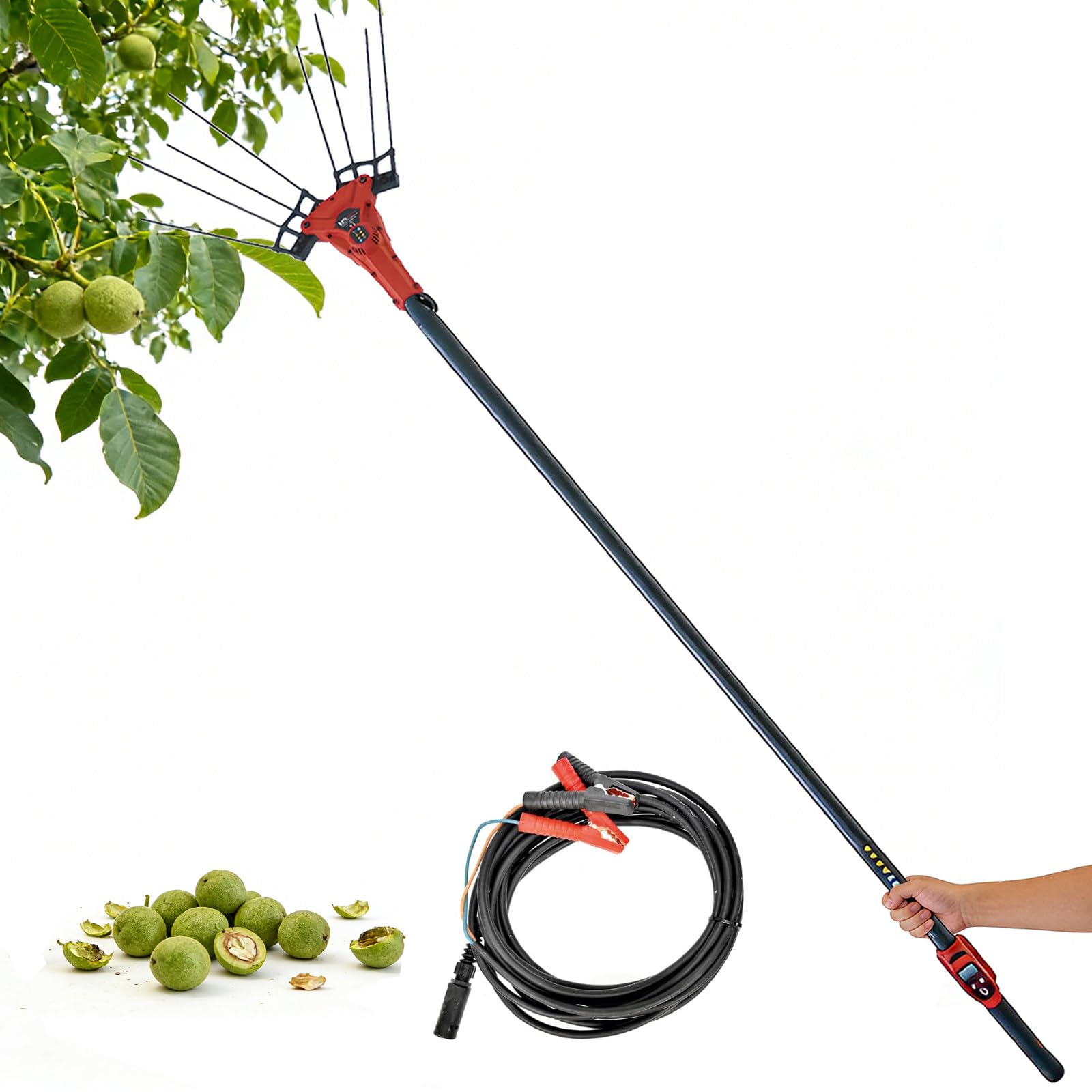 Elektrischer Olivenrüttler, Baum-Vibrationserntegerät, handgeführter, tragbarer Obstpflücker mit 180-270cm Stiel geeignet für die Ernte von Oliven Kaffeebohnen Walnüssen Goji-Beeren Datteln