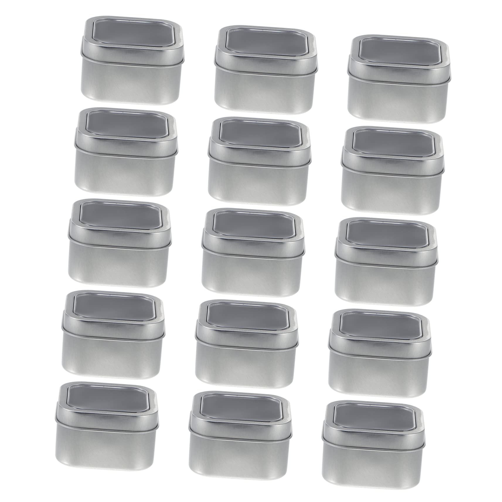 Homoyoyo Candle Making Diy Storage 15pcs 4oz Square Tin Containers Window Lids Tin Can Jars Lids