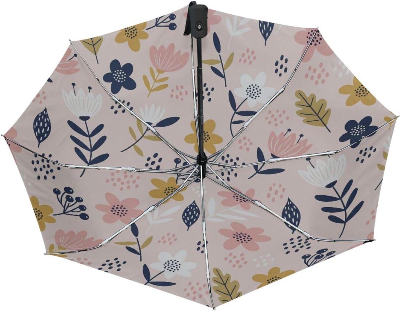 Whimsical Flower Pink Folding Umbrella, Folds to 11 Inches image 4