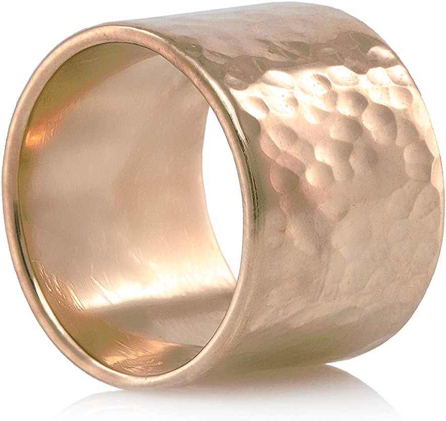 Stylish Rose Gold Statement Ring - Customizable Fashion Ring, Statement Ring, Wedding Jewelry for Women - Hammered Finish Personalized Jewelry Rings for Her - Choose Your Material