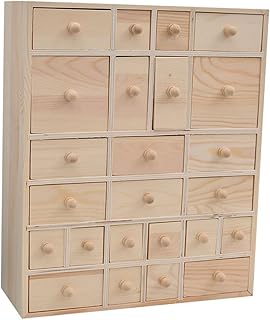 木製収納ケース 24区画仕切り 6段式引き出し収納 約W11×D29×H35cm 展示用 小物整理 大容量 アクセサリー収納 引き出し