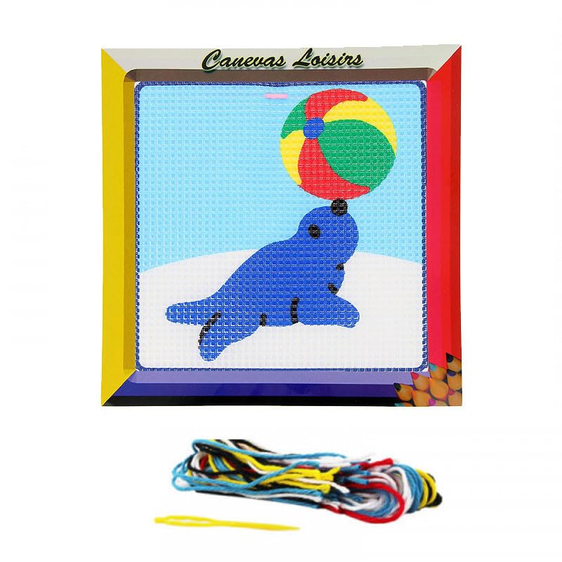 Distrifil Kit Canevas Otarie au Cirque 16 x 16 cm Gros trous