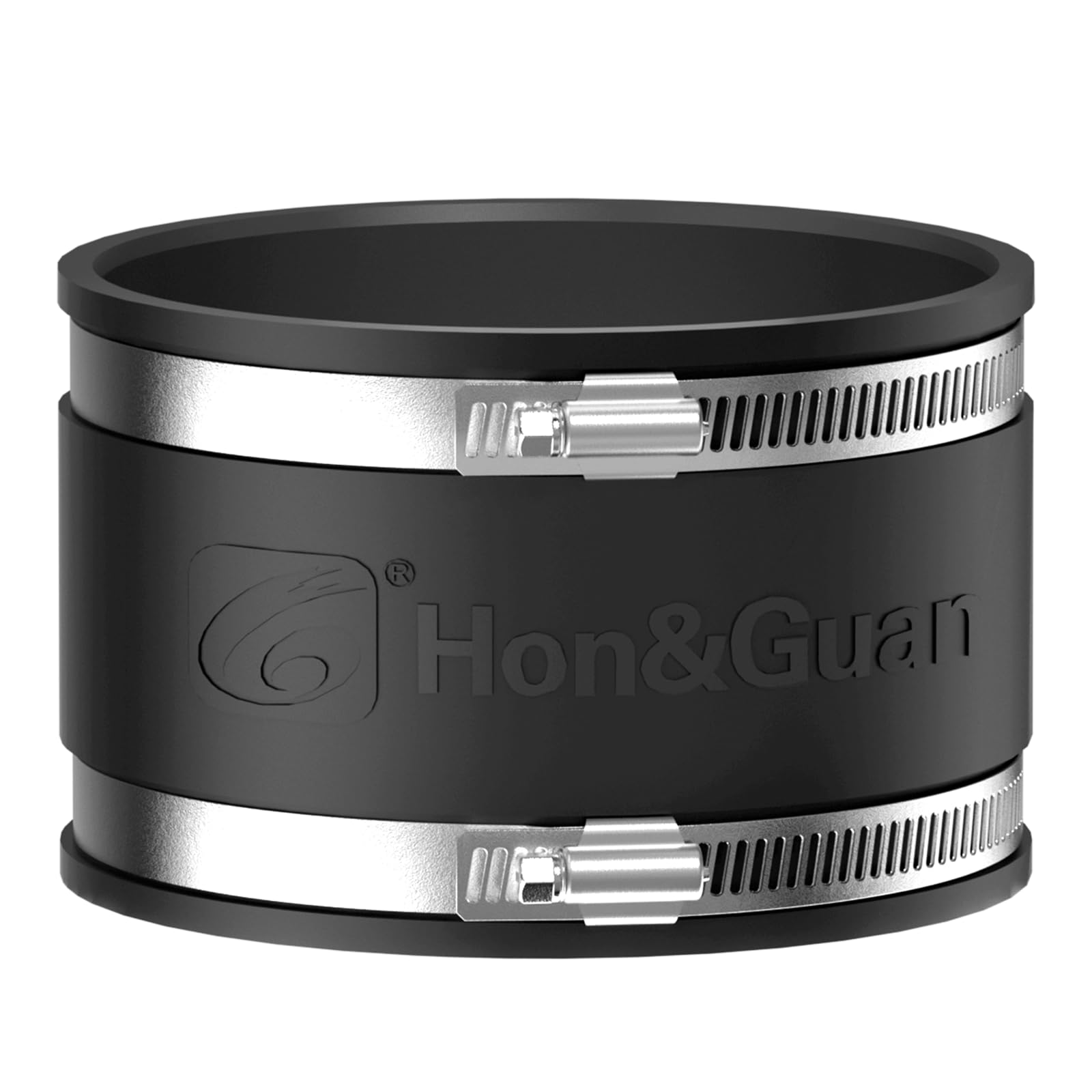 Hon&Guan 150 mm Flexible Rubber Duct Connector with 2 Stainless Steel Clamps, Noise-Reducing, Odorless, Rubber Coupling for Inline Duct Fans, Rigid Pipes, Steel Pipes