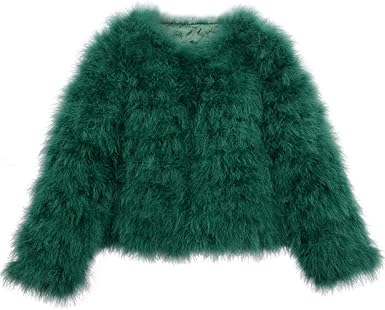 green feather coat