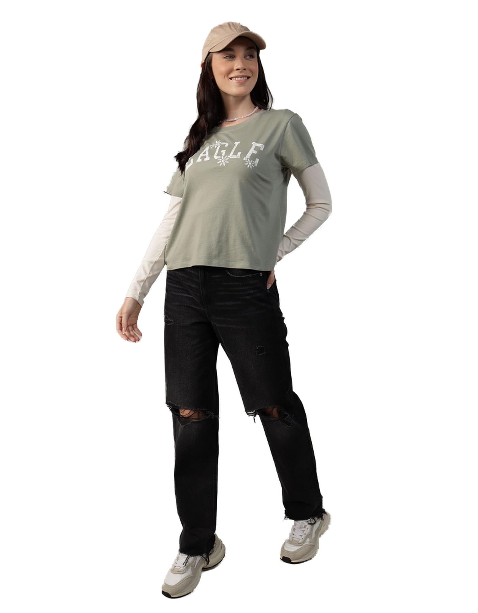 American EagleWomen Graphic Tee S Peach