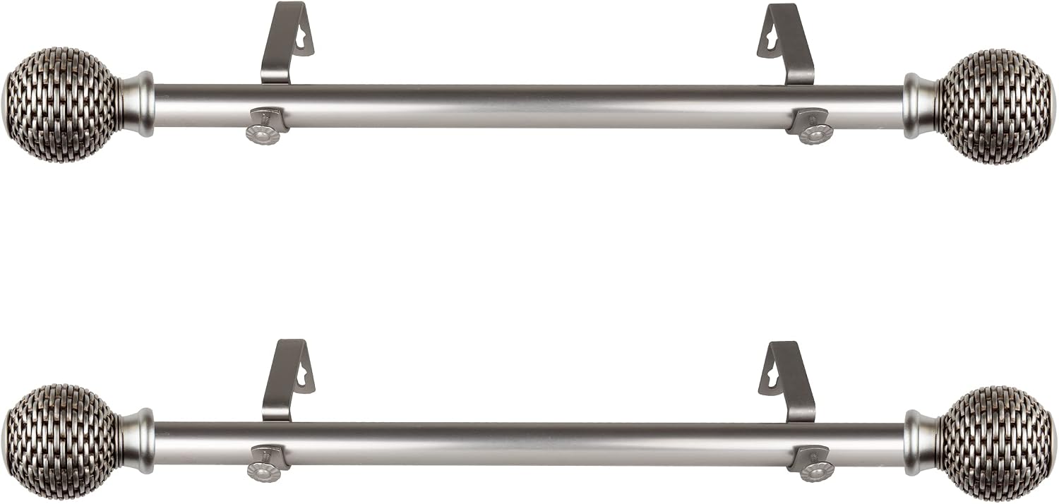 Braxton 1" Side Curtain Rod 12-20 inch (Set of 2) - Satin Nickel