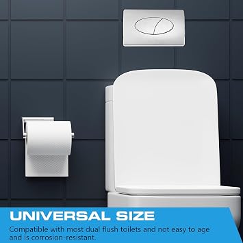 Excel Home Toilet Flush Button Replacement - Dual Button Toilet Flush Plates - Pneumatic Technology - Fingerprint Resistant Compatible with Air Houses - Oval Push Button Design (Chrome)