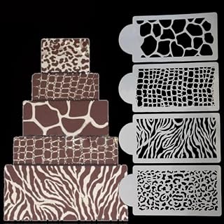 4Pc Cake Decorating Bakery Tool Mold Snakeskin Leopard Zebra Baking Stencil Template Mold E658
