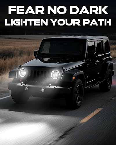 Miniatura 7 de COWONE Faros delanteros LED DRL de 130 W 7 pulgadas compatibles con Jeep Wrangler 97-2018 JK TJ LJ Hummer H1 H2 faros delanteros cromados