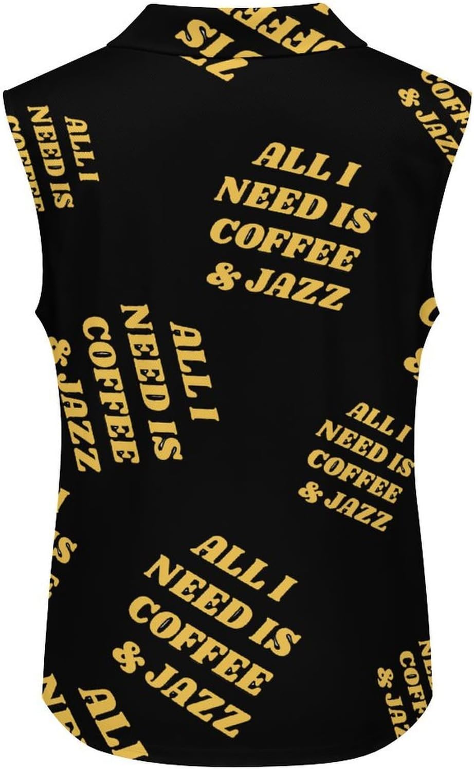 All I Need is Coffee and Jazz Womens Sleeveless V Neck Golf Polo Shirts | Collared Tank Tops