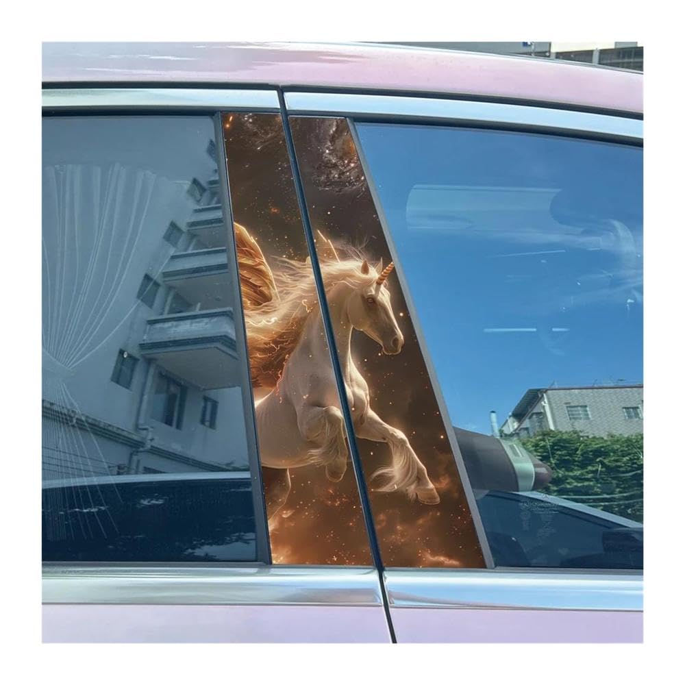 Body Parts 2pcs Drop Pegasus Unicorn Auto B-Pillar Stickers Car Center Column Decoration Decals(G)