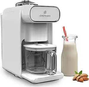 ChefWave Milkmade Dairy Alternative Vegan Nut Milk Maker Machine Almond Milk Soy Milk Oat Milk Cashew Milk Coconut Milk Macadamia Milk, No Soaking, Auto-Clean, Delay Start, Recipe Book - White