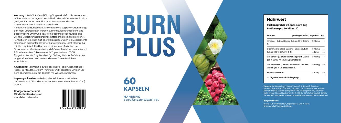 Pflanzenextrakt-Kapseln, Himbeerketon und Grüner Tee, 60 Kapseln, Nahrungsergänzungsmittel (2+1 Gratis)