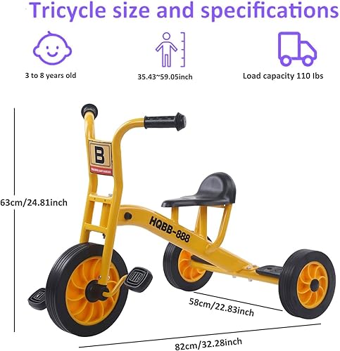 Miniatura 6 de Triciclo para niños pequeños de 3 a 6 años, bicicleta preescolar preescolar, patio de recreo para niños, triciclo en tándem para niños, equipo de