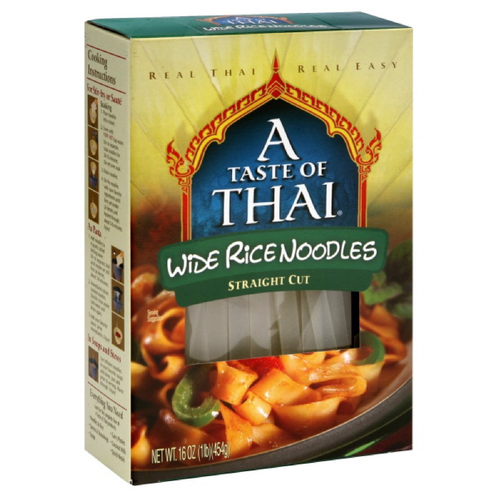 A Taste of Thai Rice Noodles Wide, 16-ounces (Pack of3)